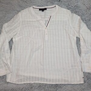 Tommy Hilfiger‎ Shirt Womens XL White Blouse Soft Casual Comfort Preppy